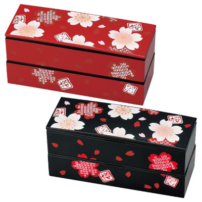일본 하코야 벚꽃 2단슬림사각도시락/벚꽃찬합